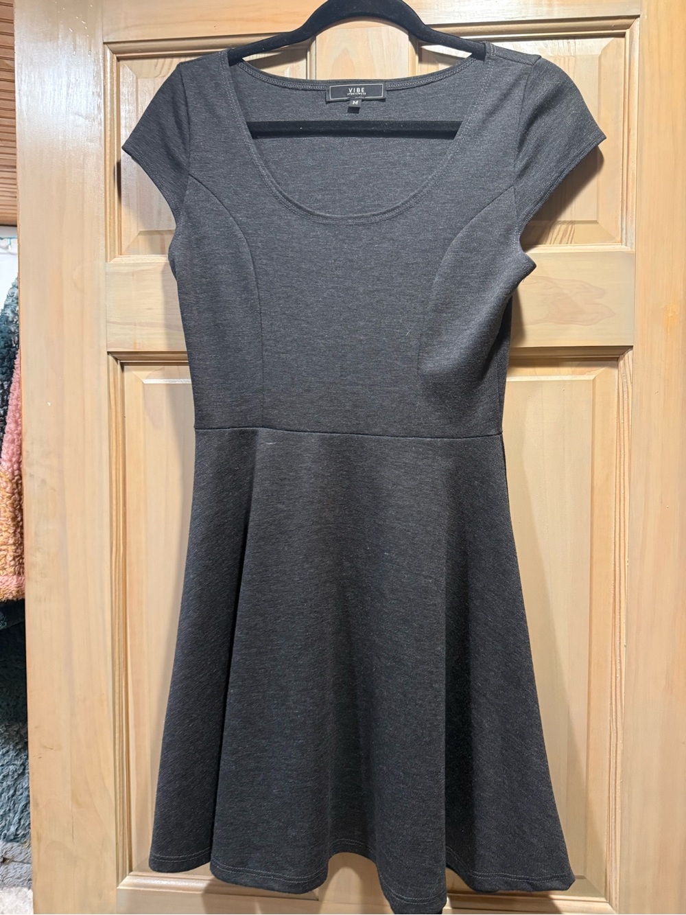 Charcoal Scoop Neck Fit-and-Flare Dress